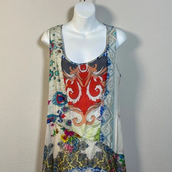 Johnny Was 100% Silk Maxi Dress Womens Size M Fairycore Chic Summer Wedding - Picture 3 of 9